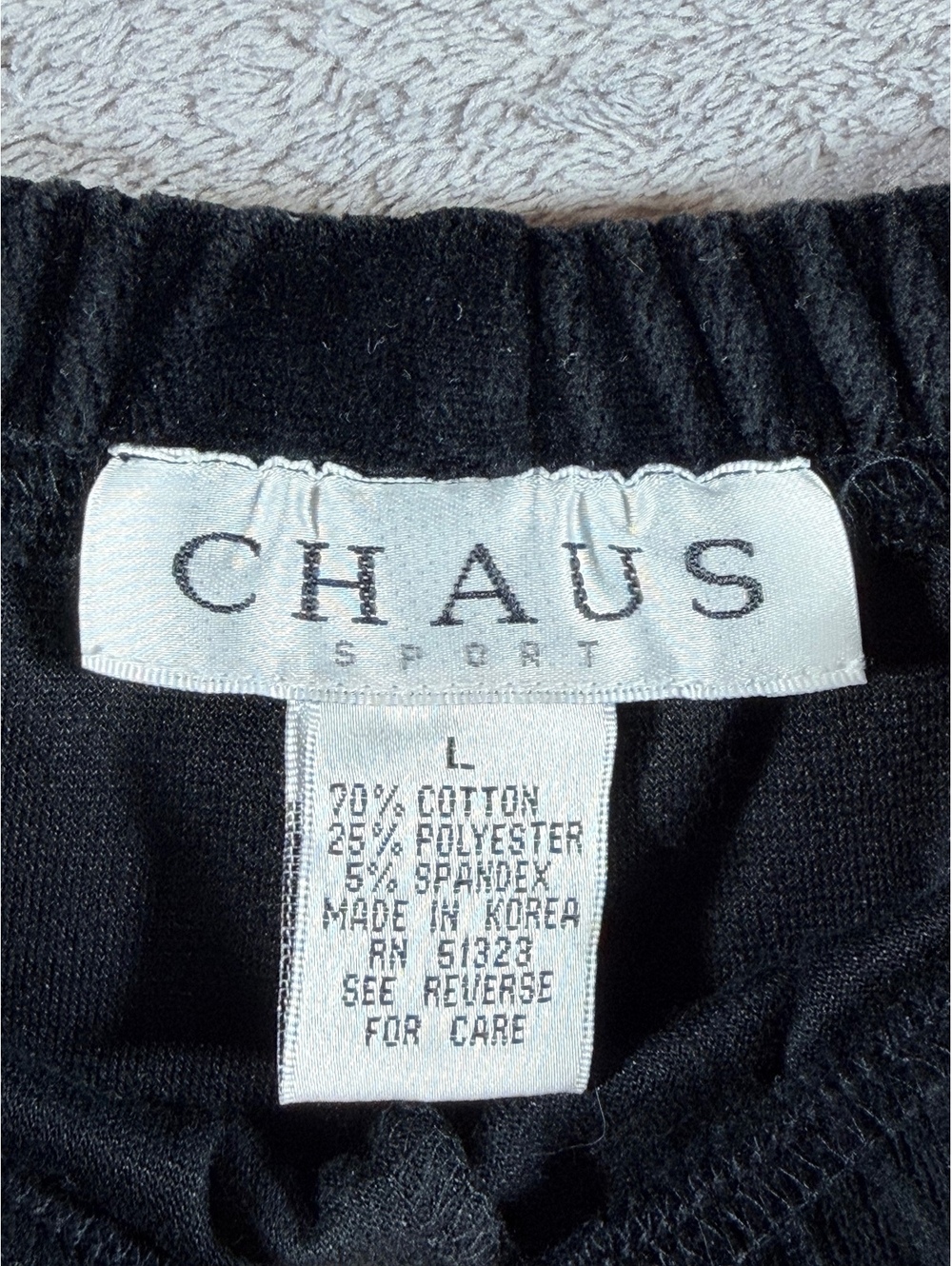 Chaus Sport Neutral Velour Black Elastic Waist Pants Size L - Picture 2 of 13